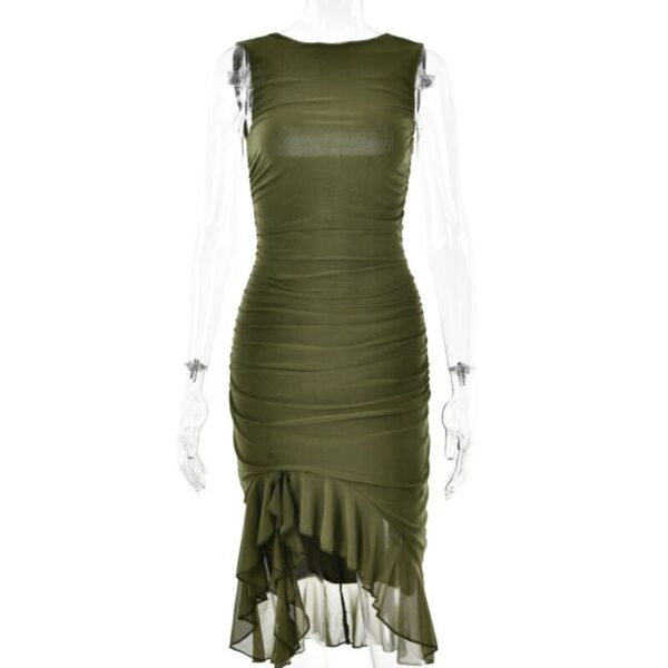 Ruffle Ruched Midi Dress - Image 3