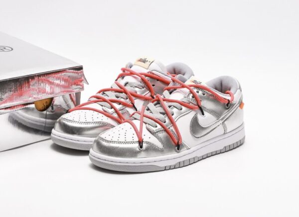 Nike Off-White × Dunk Low 'Metallic Silver' - Image 6