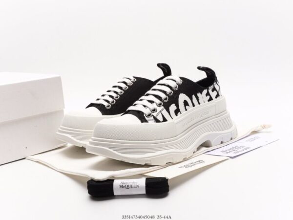 Alexander McQueen Tread Slick Low Lace Up Graffiti White/Black - Image 3